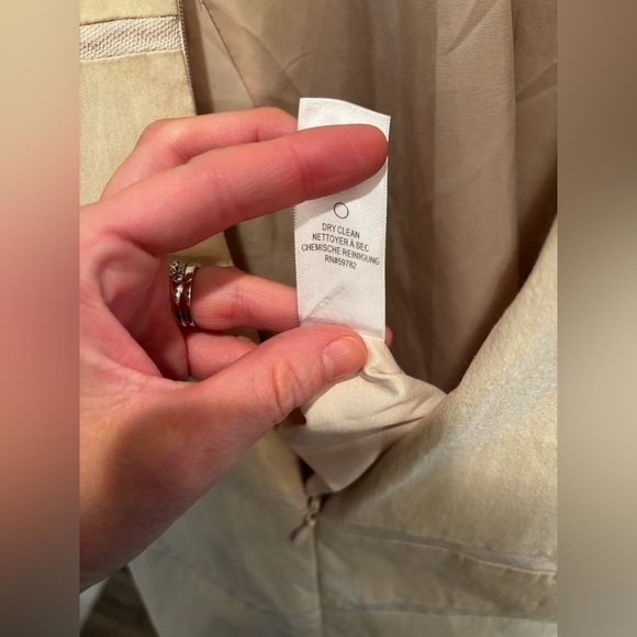 Adrianna Papell Beige Midi Dress with Subtle Stripes business casual cap sleeve - Picture 8 of 15